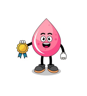 Çilek suyu karikatür çizimi tatmin edici madalya garantisi, karakter tasarımı