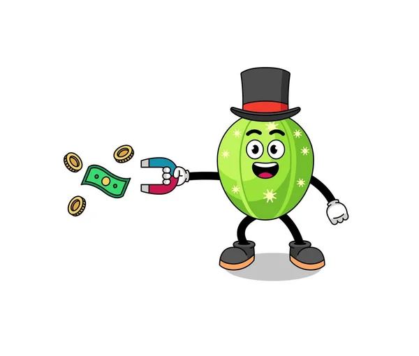 Kaktüsün mıknatıs ve karakter tasarımı ile para yakalama karakteri