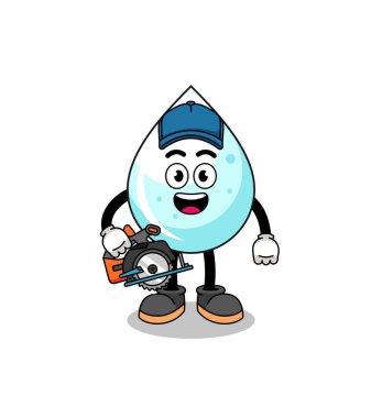 Bir ahşap işçisi olarak süt dağıtımının çizgi film çizimi, karakter tasarımı