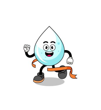 Bitiş çizgisinde çalışan süt damlası maskotu çizgi filmi, karakter tasarımı