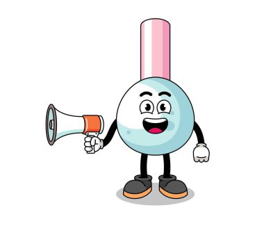 Pamuk tomurcuk karikatür çizimi megafon, karakter tasarımı