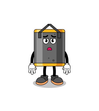 Kum torbası karikatür çizimi, üzgün surat, karakter tasarımı