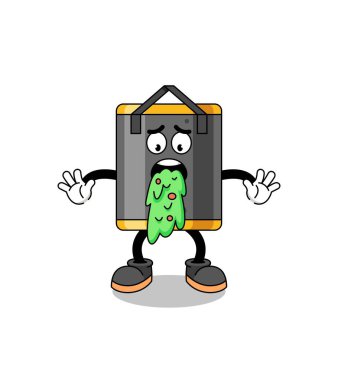 Kum torbası maskot kusma, karakter tasarımı.