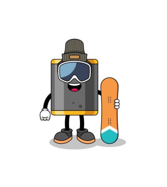 Kum torbası snowboard oyuncusunun maskot çizgi filmi, karakter tasarımı