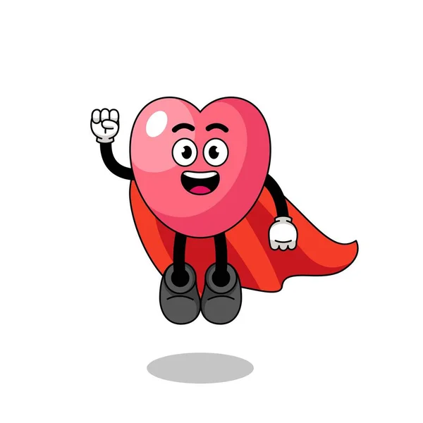 Corazón Símbolo Dibujos Animados Con Superhéroe Volador Diseño Personajes Ilustraciones de stock libres de derechos