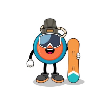 Snowboard oyuncusu maskot çizgi filmi, karakter tasarımı.