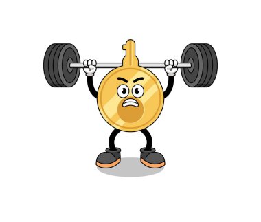 anahtar maskot çizgi filmi halter kaldırma, karakter tasarımı