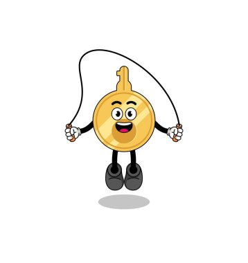 anahtar maskot çizgi filmi ip atlama, karakter tasarımı oynuyor