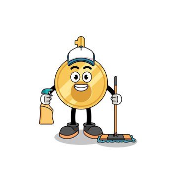 Temizlik hizmeti olarak anahtarın maskotu, karakter tasarımı