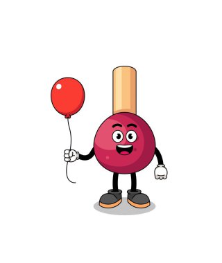 Bir balon tutan kibrit karikatürü, karakter tasarımı