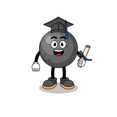 Mezuniyet pozlu top güllesi maskotu, karakter tasarımı
