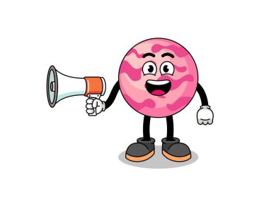 dondurma kepçesi karikatür çizimi megafon, karakter tasarımı