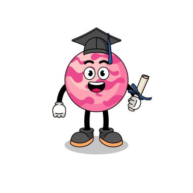 Mezuniyet pozlu dondurma kepçesi maskotu, karakter tasarımı