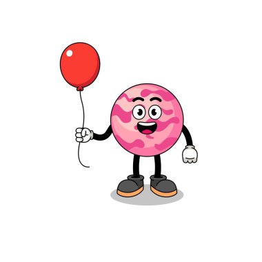 Karikatür dondurma kepçesi elinde balon, karakter tasarımı