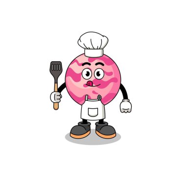 Dondurma kepçesi şefi maskotu tasarımı, karakter tasarımı