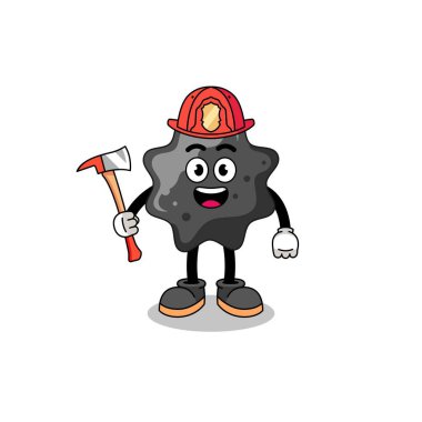 Mürekkep itfaiyecisinin maskotu, karakter tasarımı.