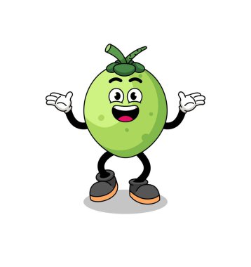 Mutlu bir jest ve karakter tasarımı içeren hindistan cevizi çizgi filmi.