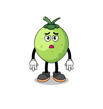 Hindistan cevizi karikatür karikatürü hüzünlü yüz, karakter tasarımı