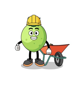 Müteahhit olarak hindistan cevizi karikatürü, karakter tasarımı