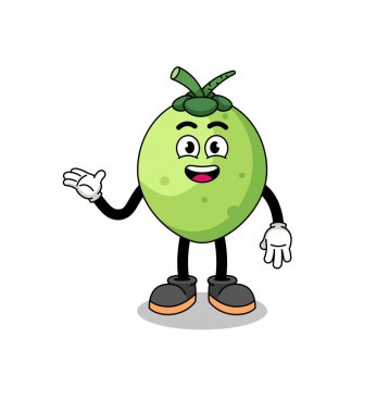 Hoş geldin pozlu hindistan cevizi çizgi filmi, karakter tasarımı