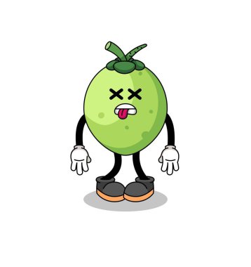 Hindistan cevizi maskotu illüstrasyonu öldü, karakter tasarımı öldü