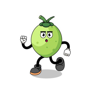 çalışan hindistan cevizi maskotu çizimi, karakter tasarımı