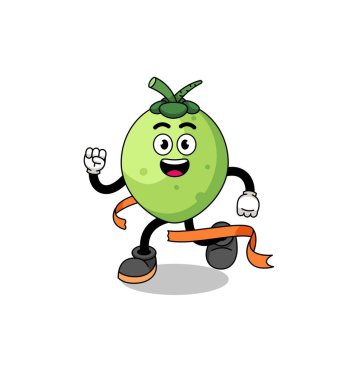 Bitiş çizgisinde çalışan Hindistan cevizi maskotu çizgi filmi, karakter tasarımı