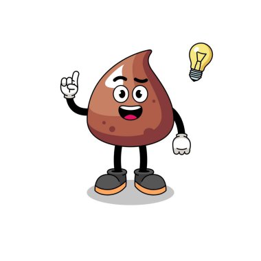 Çikolata parçacıklı karikatür. Fikir pozu, karakter tasarımı.