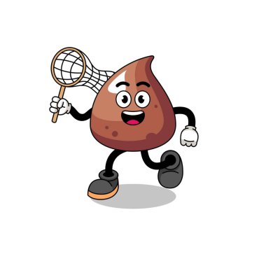 Bir kelebek yakalayan çikolata parçacıklı çizgi film, karakter tasarımı