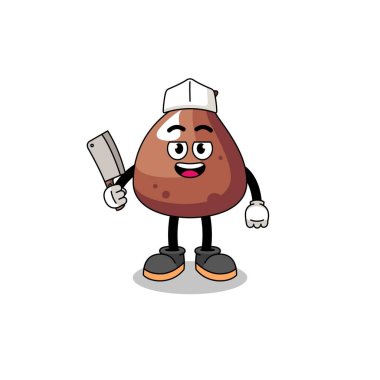 Kasap olarak Choco Chip maskotu, karakter tasarımı.