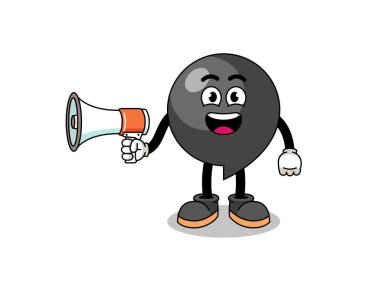 virgül sembolü çizgi film çizimi megafon, karakter tasarımı