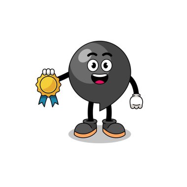 Virgül sembolü çizgi film illüstrasyonu tatmin garantili madalya, karakter tasarımı