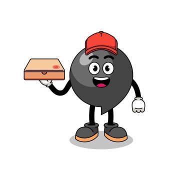 Pizzacı olarak virgül sembolü çizimi, karakter tasarımı.