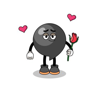 Virgül sembolü maskot aşık oluyor, karakter tasarımı