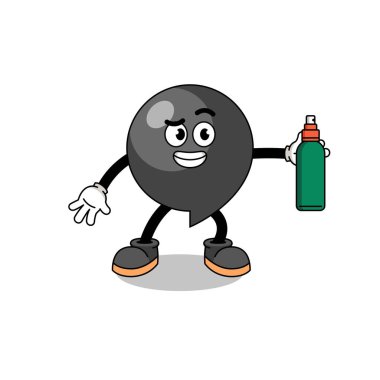 Virgül sembolü çizim karikatürü sivrisinek kovucu, karakter tasarımı