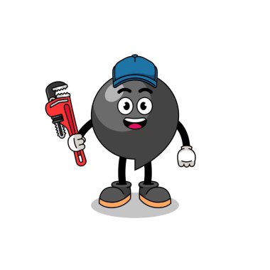 Tesisatçı olarak virgül sembolü çizimi, karakter tasarımı