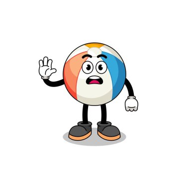 Plaj topu karikatür çizimi stop hand, karakter tasarımı