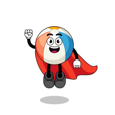 Plaj topu çizgi filmi, uçan süper kahraman, karakter tasarımı.