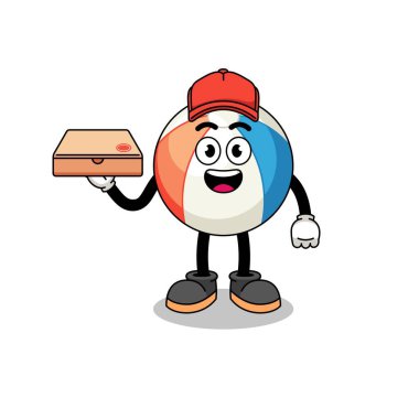 Pizzacı olarak plaj topu çizimi, karakter tasarımı.