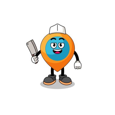 Kasap olarak konum sembolünün maskotu, karakter tasarımı