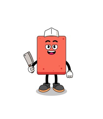 Kasap olarak tuğla maskotu, karakter tasarımı.