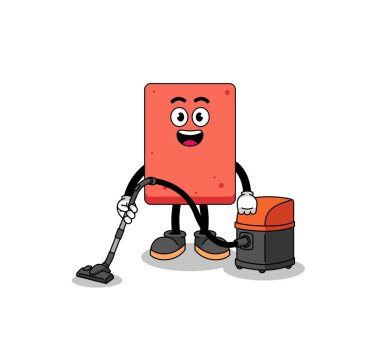 Tuğla tutan elektrikli süpürgenin karakter maskotu, karakter tasarımı
