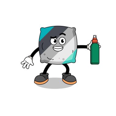 Yastık çizimi karikatürü, sivrisinek kovucu, karakter tasarımı.