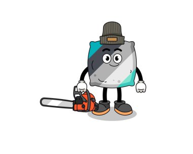 Oduncu olarak yastık çizimi, karakter tasarımı.