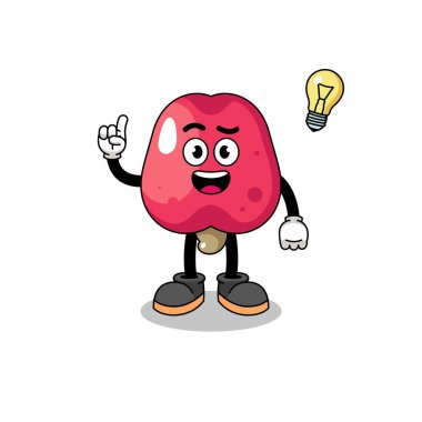 Fikir pozu veren kaju karikatürü, karakter tasarımı