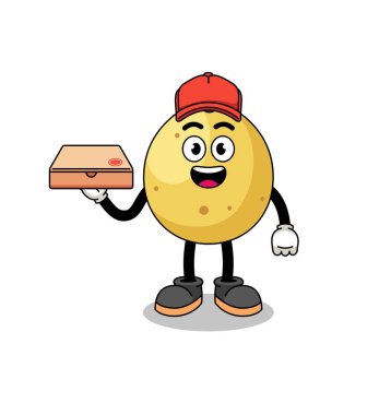 Langsat illüstrasyonunda pizza dağıtıcısı, karakter tasarımı.