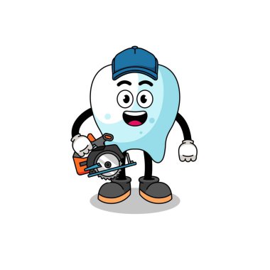 Bir ahşap işçisi olarak dişin çizgi film çizimi, karakter tasarımı