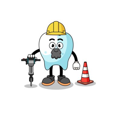 Yol yapımı, karakter tasarımı üzerine çalışan bir diş karikatürü.