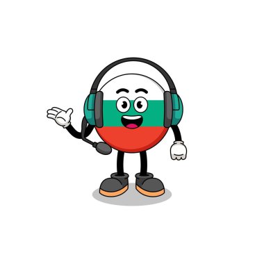 Müşteri hizmetleri olarak Bulgar Bayrağının Maskot İllüstrasyonu, karakter tasarımı