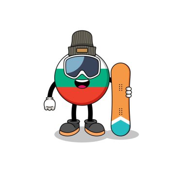Maskot karikatürü, Bulgar bayraklı snowboard oyuncusu, karakter tasarımı